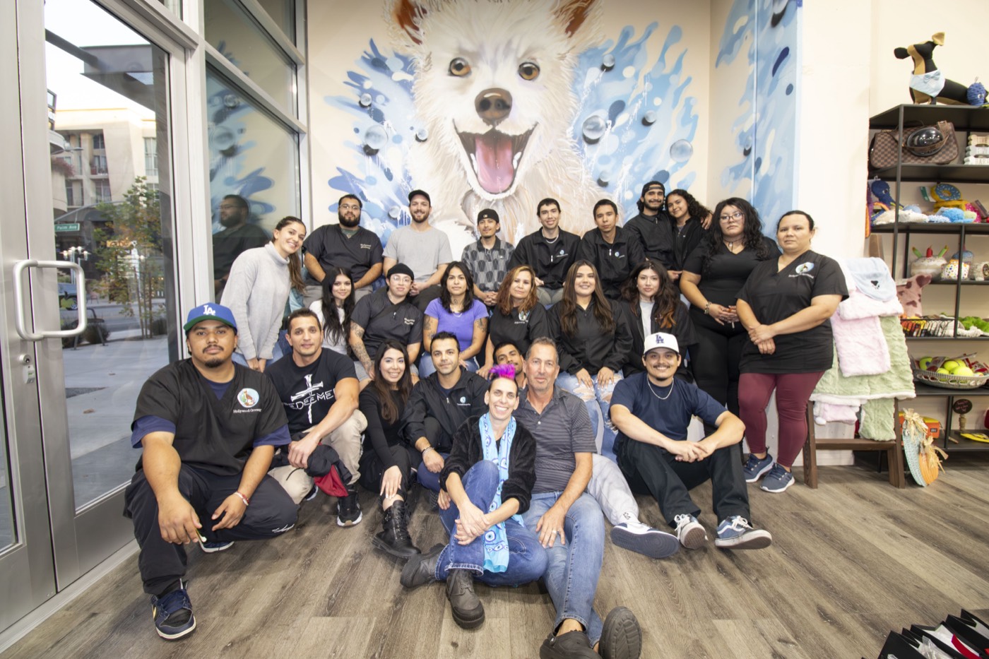 Chuck, Yael, and the full Go Hollywood Grooming team at their Burbank grooming store